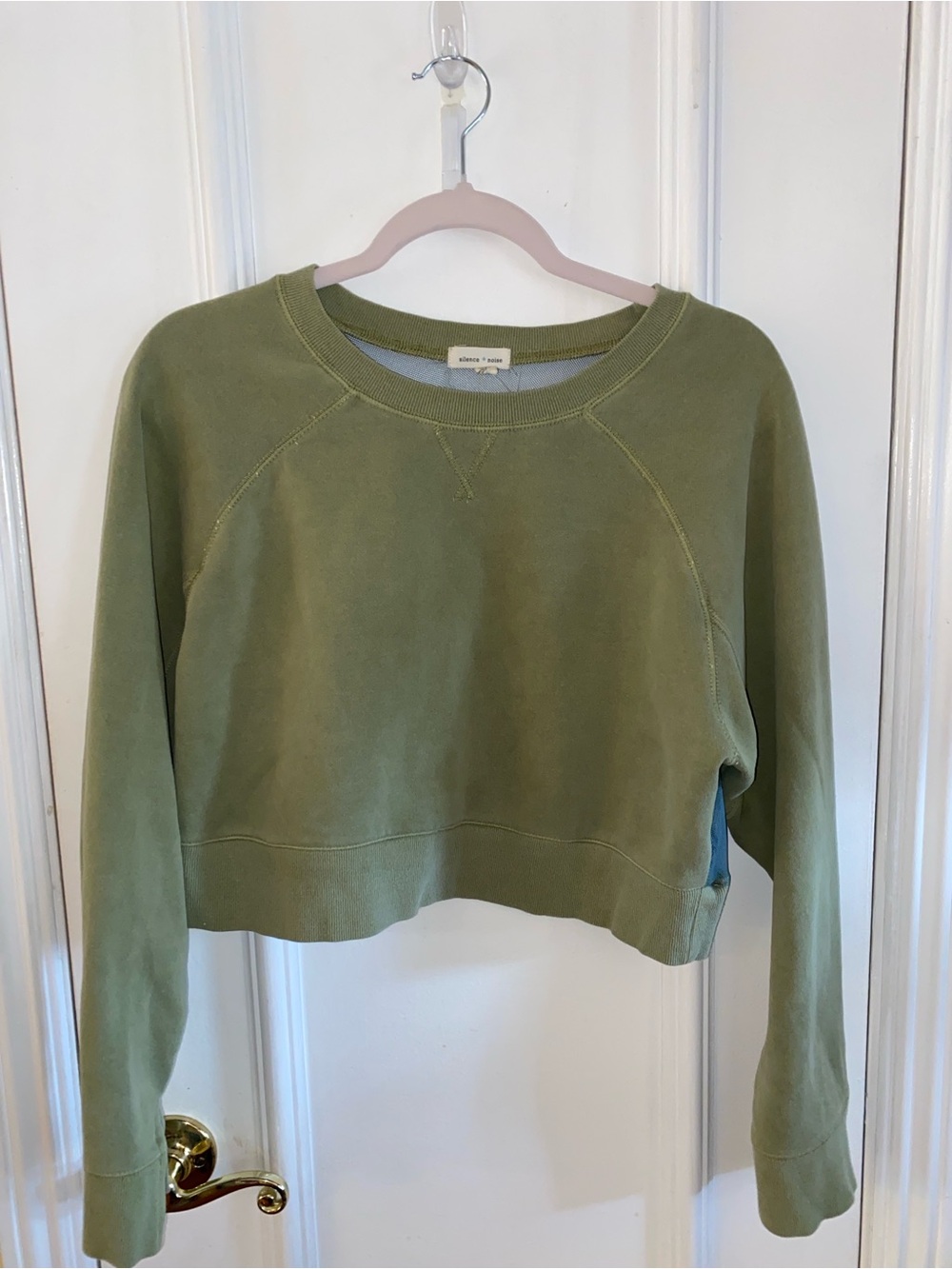 Olive Green Cropped Sweatshirt Size XS